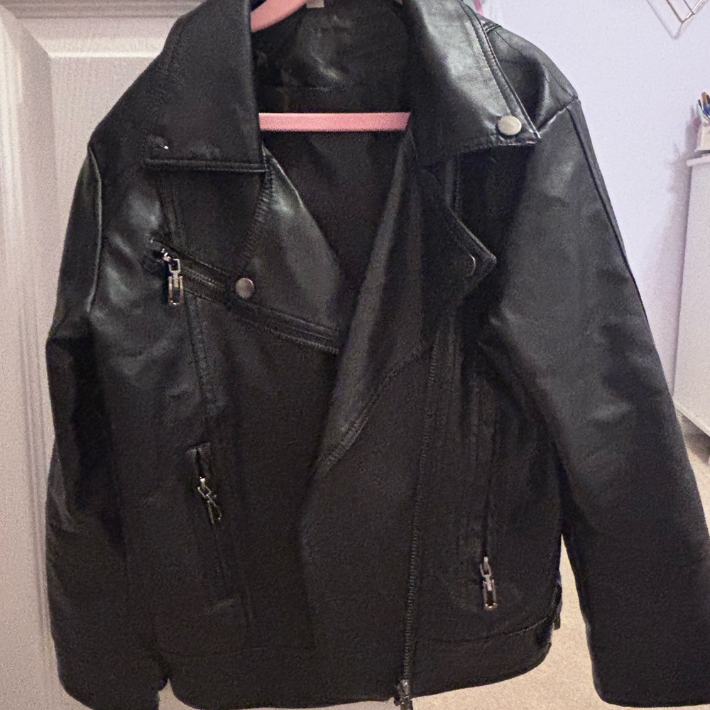 Black Faux Leather Biker Jacket